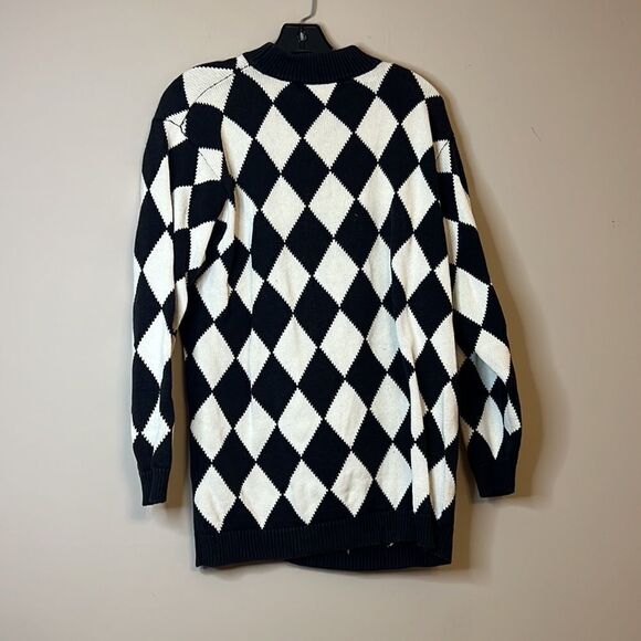 Vintage Bechamel Black & White Diamond with Red Sweater - Size Medium - Picture 7 of 10